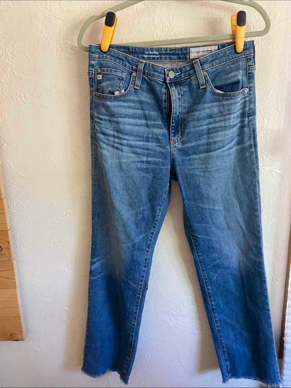 Ag Adriano Goldschmied Distressed Blue Cropped Jeans